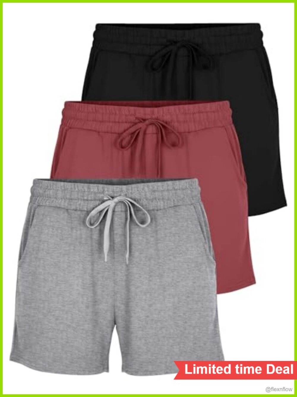 3 Pack Women's Lounge Shorts Athletic Workout Gym Hiking Pockets